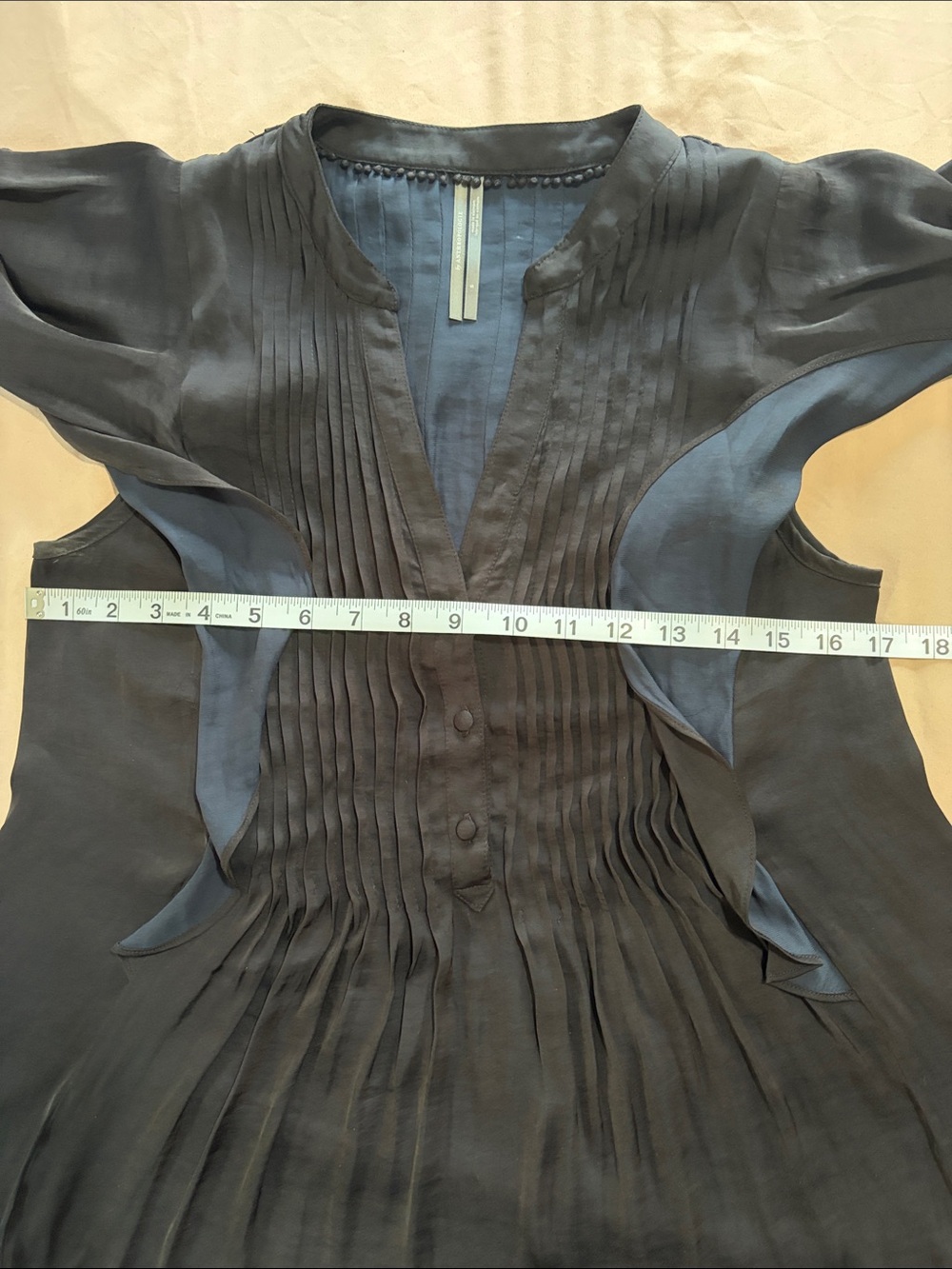 Anthropologie Black Ruffle Pintuck Blouse - Picture 10 of 13